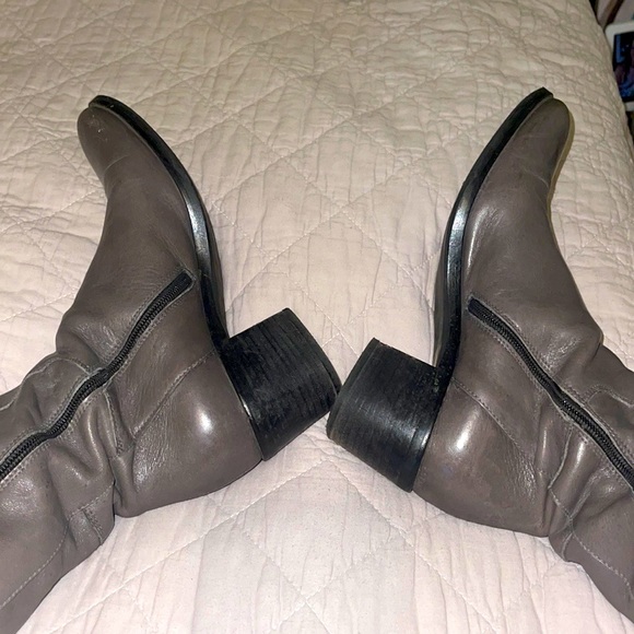LUX LEATHER 👢 Charcoal Gray Italian Knee High Boots European Size 39 - Picture 3 of 5